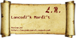 Lancsák Marót névjegykártya